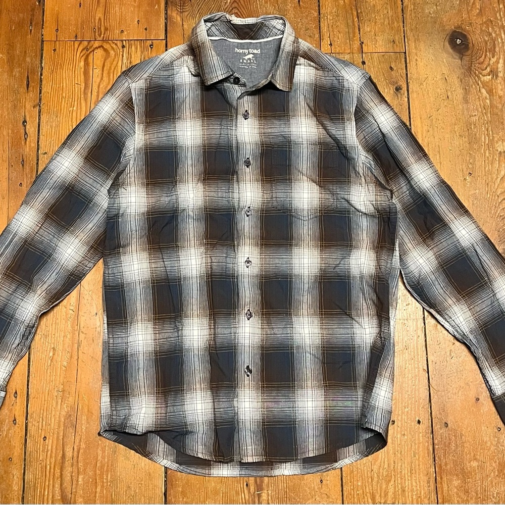 Horny Toad Men's Small Plaid Shirt - Black and Brown